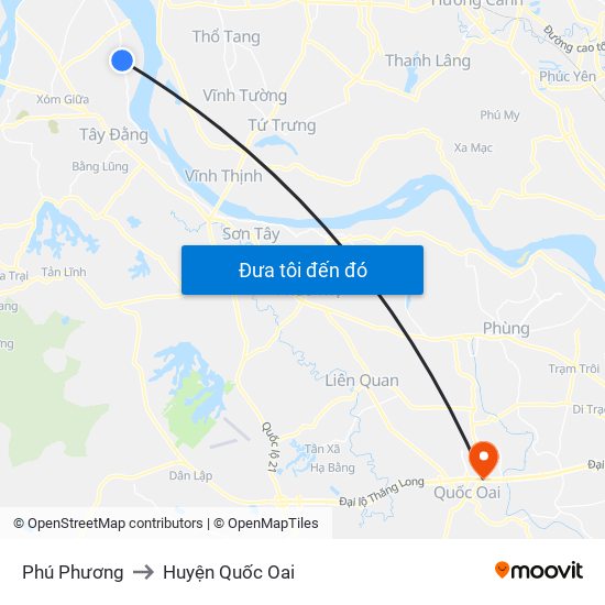 Phú Phương to Huyện Quốc Oai map