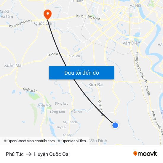 Phú Túc to Huyện Quốc Oai map