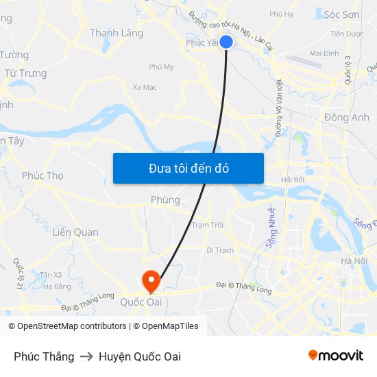 Phúc Thắng to Huyện Quốc Oai map