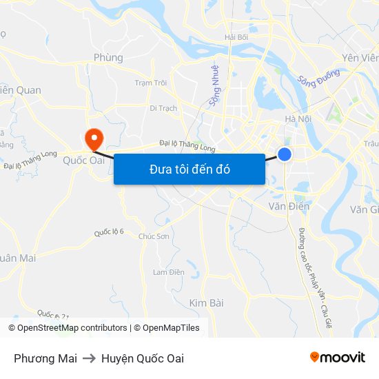 Phương Mai to Huyện Quốc Oai map