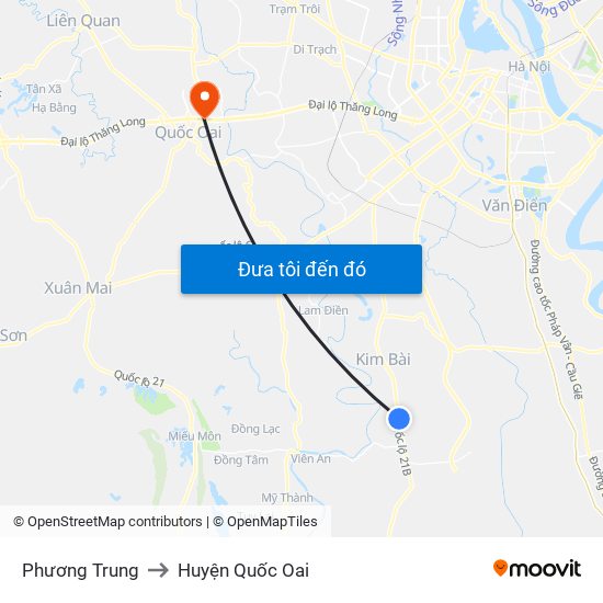 Phương Trung to Huyện Quốc Oai map