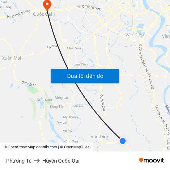 Phương Tú to Huyện Quốc Oai map