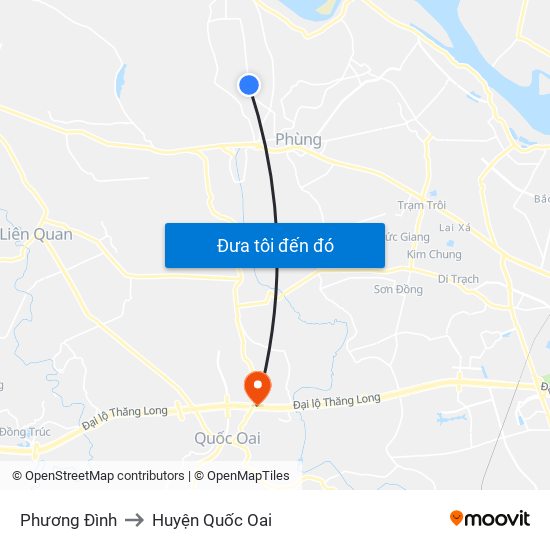 Phương Đình to Huyện Quốc Oai map