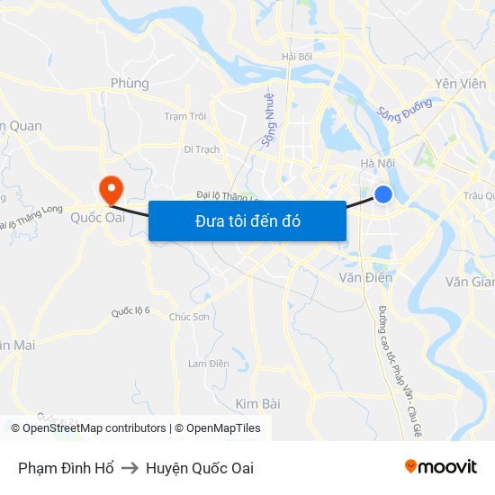 Phạm Đình Hổ to Huyện Quốc Oai map