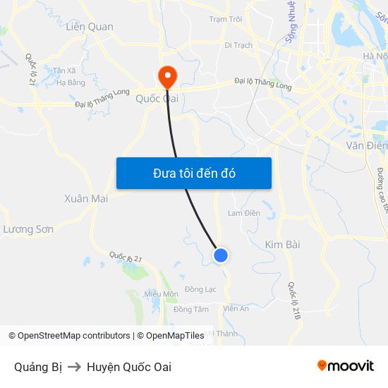 Quảng Bị to Huyện Quốc Oai map