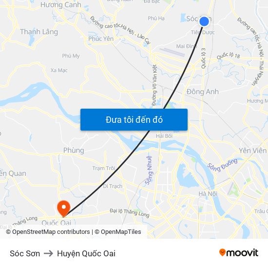 Sóc Sơn to Huyện Quốc Oai map