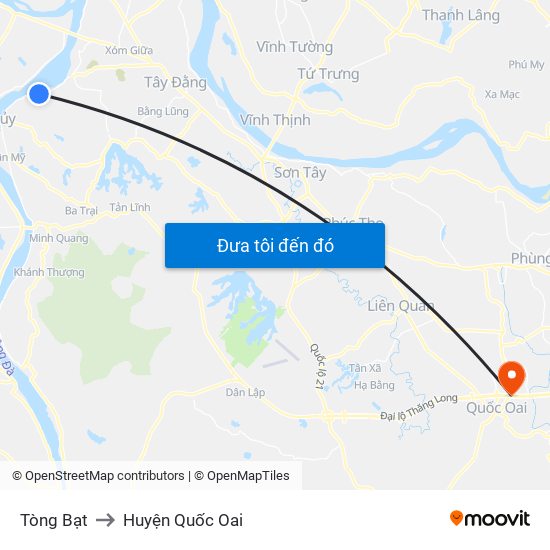 Tòng Bạt to Huyện Quốc Oai map