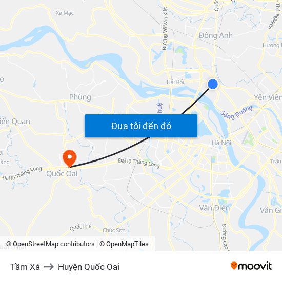 Tầm Xá to Huyện Quốc Oai map