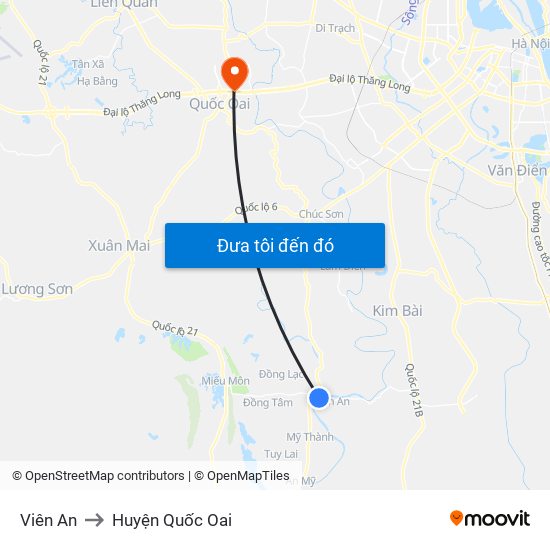 Viên An to Huyện Quốc Oai map