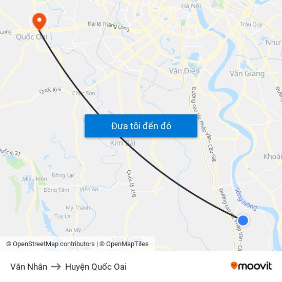 Văn Nhân to Huyện Quốc Oai map