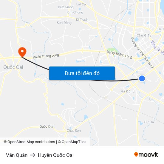 Văn Quán to Huyện Quốc Oai map