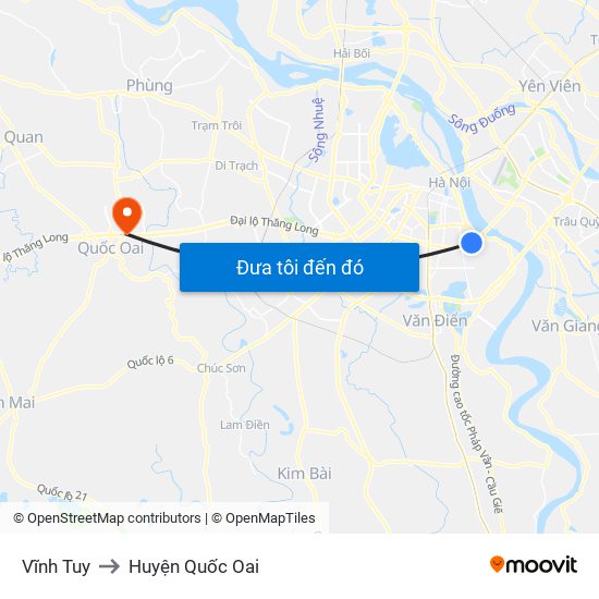 Vĩnh Tuy to Huyện Quốc Oai map