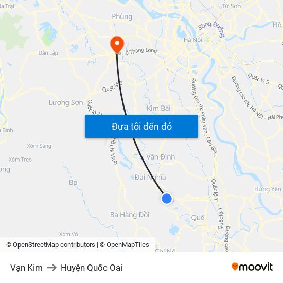 Vạn Kim to Huyện Quốc Oai map