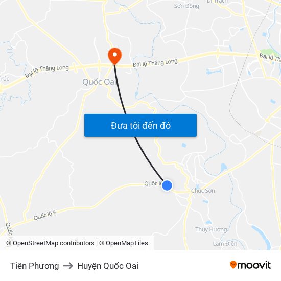 Tiên Phương to Huyện Quốc Oai map