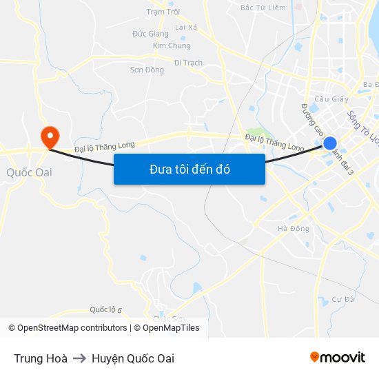 Trung Hoà to Huyện Quốc Oai map