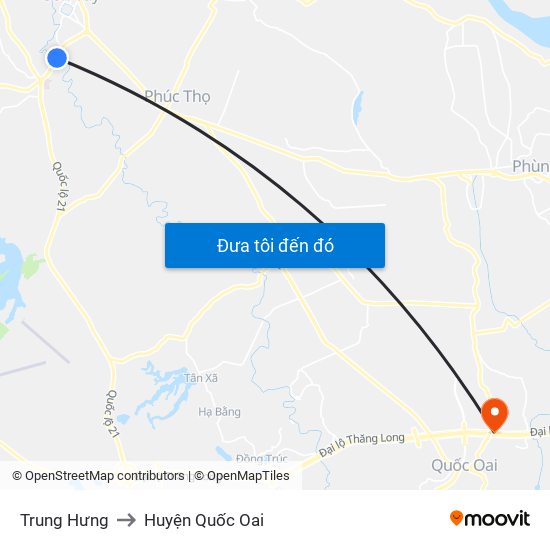 Trung Hưng to Huyện Quốc Oai map