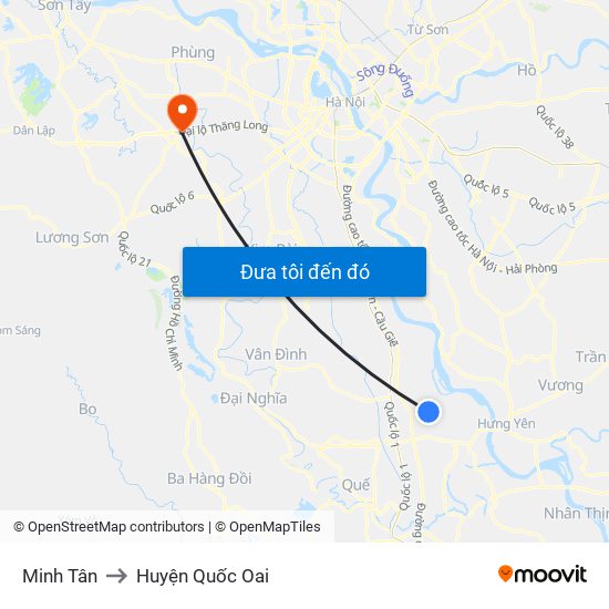 Minh Tân to Huyện Quốc Oai map