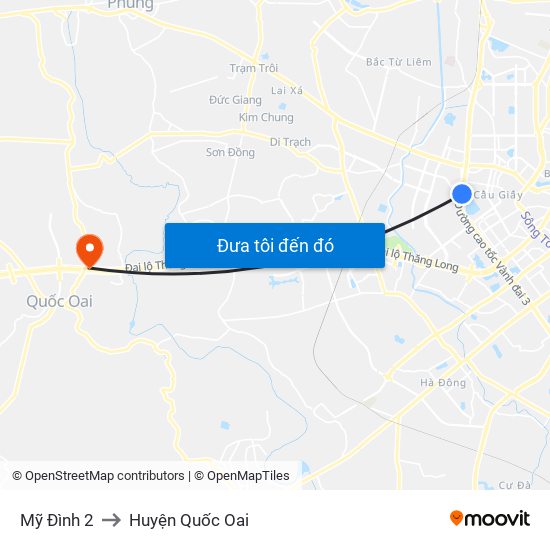 Mỹ Đình 2 to Huyện Quốc Oai map