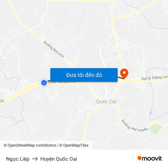 Ngọc Liệp to Huyện Quốc Oai map