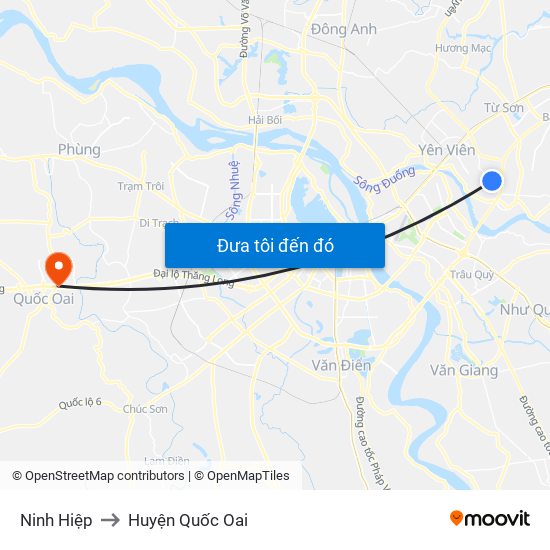 Ninh Hiệp to Huyện Quốc Oai map