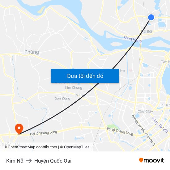 Kim Nỗ to Huyện Quốc Oai map