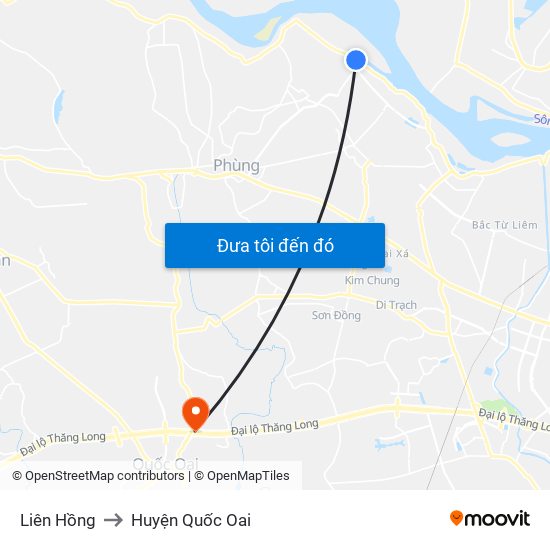 Liên Hồng to Huyện Quốc Oai map