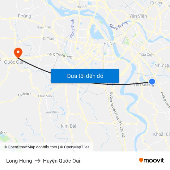 Long Hưng to Huyện Quốc Oai map