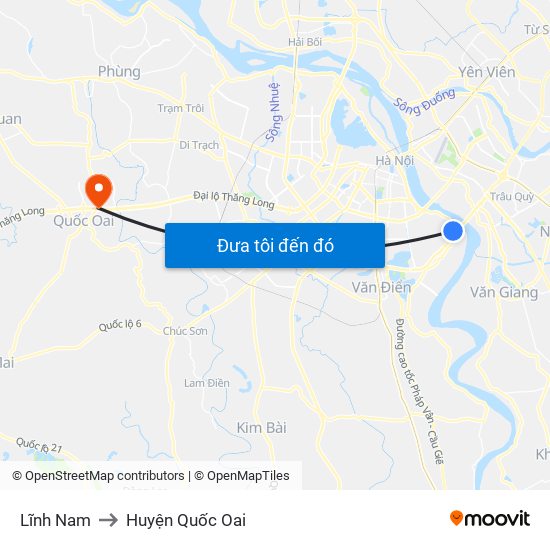 Lĩnh Nam to Huyện Quốc Oai map