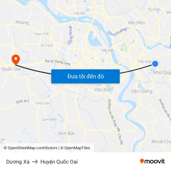 Dương Xá to Huyện Quốc Oai map