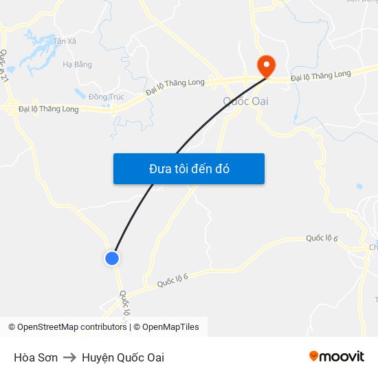 Hòa Sơn to Huyện Quốc Oai map
