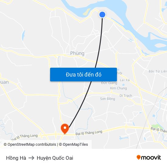 Hồng Hà to Huyện Quốc Oai map