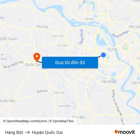 Hàng Bột to Huyện Quốc Oai map