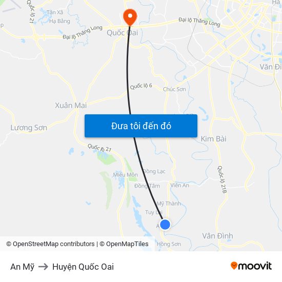 An Mỹ to Huyện Quốc Oai map