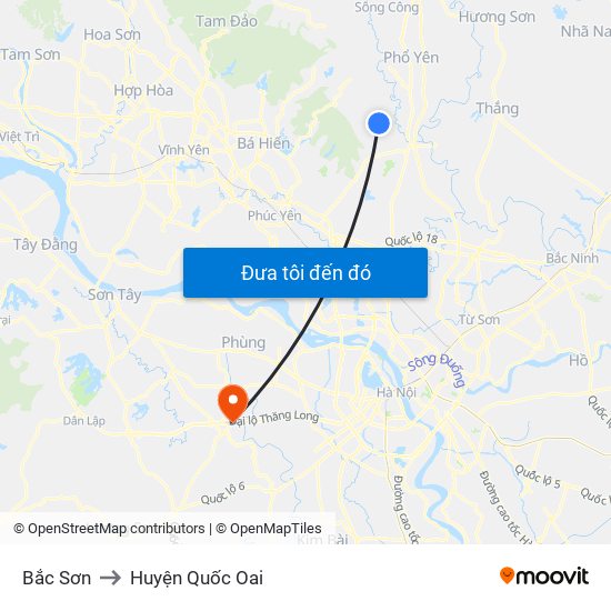 Bắc Sơn to Huyện Quốc Oai map