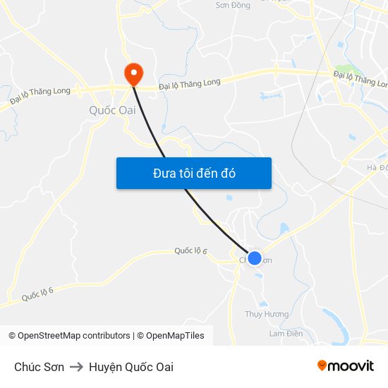 Chúc Sơn to Huyện Quốc Oai map