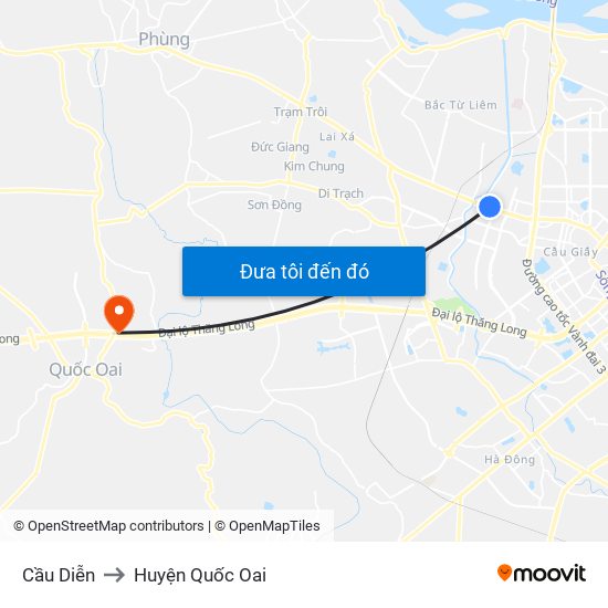 Cầu Diễn to Huyện Quốc Oai map