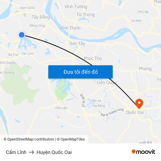 Cẩm Lĩnh to Huyện Quốc Oai map