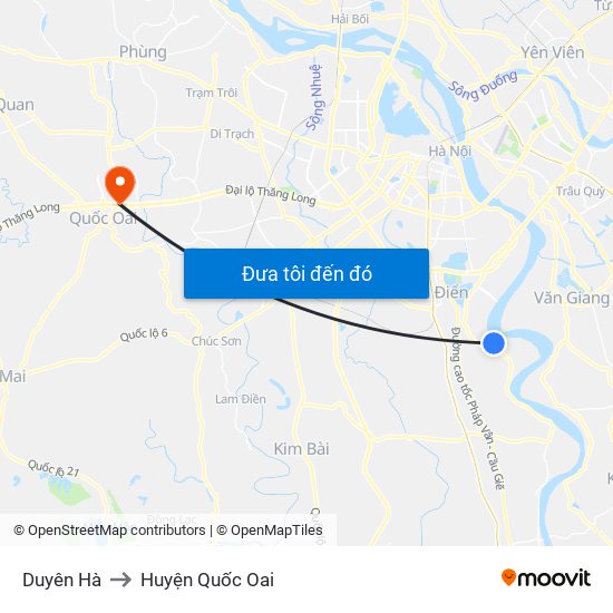 Duyên Hà to Huyện Quốc Oai map