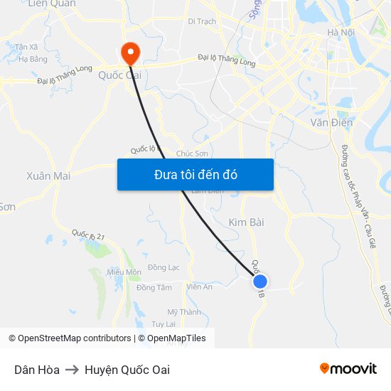 Dân Hòa to Huyện Quốc Oai map