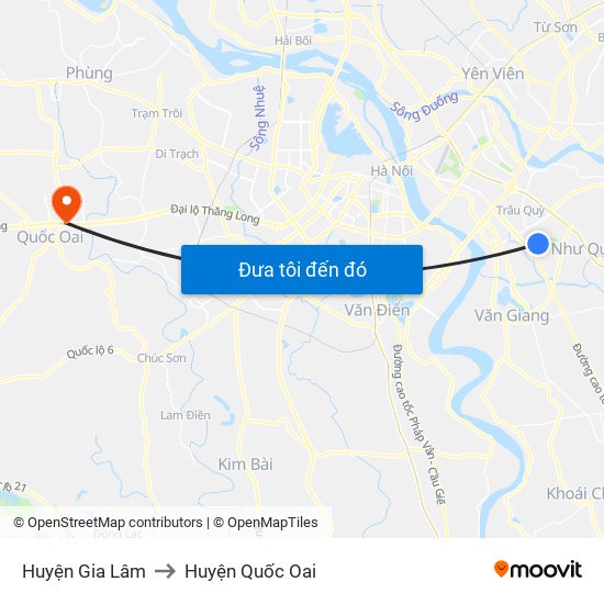 Huyện Gia Lâm to Huyện Quốc Oai map