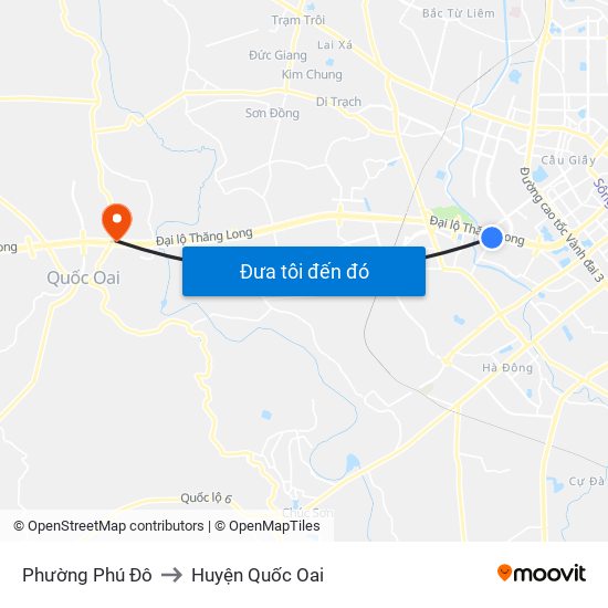 Phường Phú Đô to Huyện Quốc Oai map