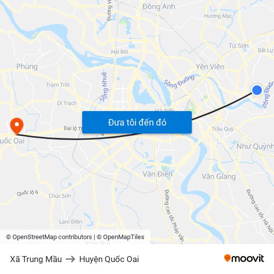 Xã Trung Mầu to Huyện Quốc Oai map