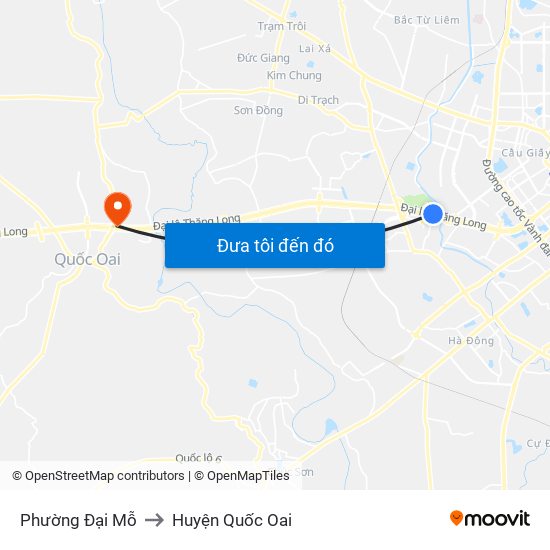 Phường Đại Mỗ to Huyện Quốc Oai map