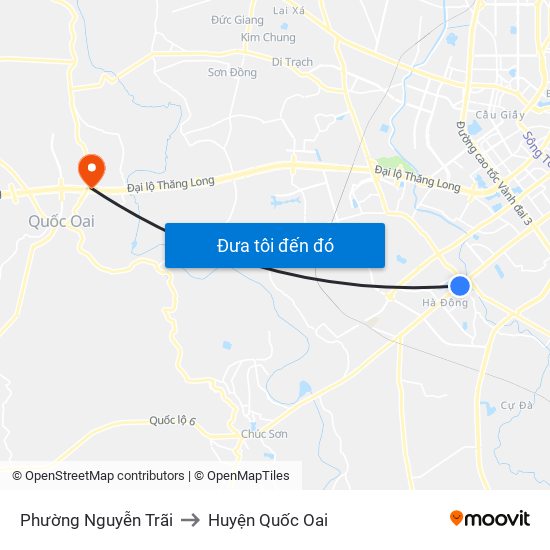 Phường Nguyễn Trãi to Huyện Quốc Oai map