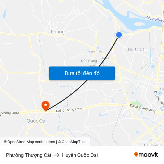 Phường Thượng Cát to Huyện Quốc Oai map