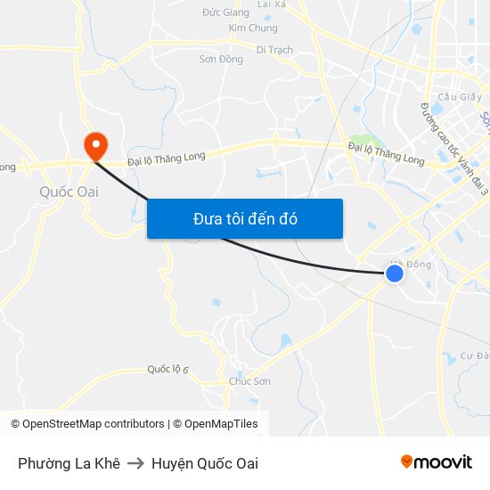 Phường La Khê to Huyện Quốc Oai map