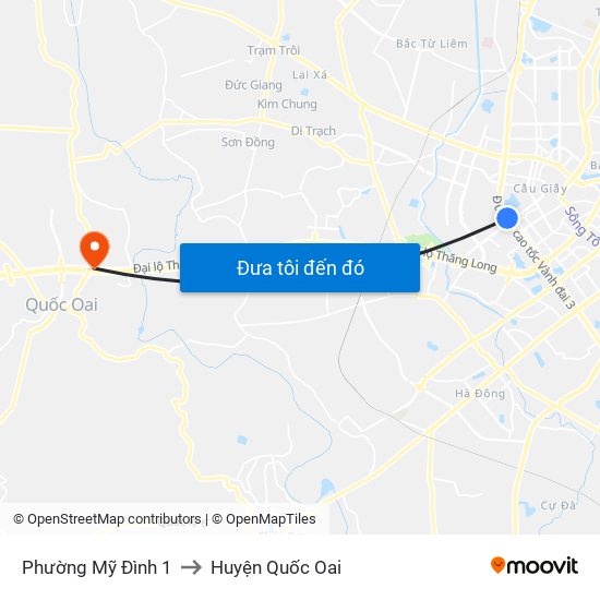 Phường Mỹ Đình 1 to Huyện Quốc Oai map