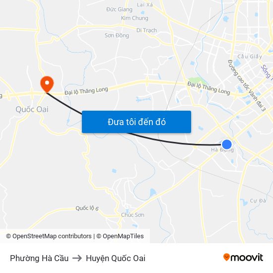 Phường Hà Cầu to Huyện Quốc Oai map