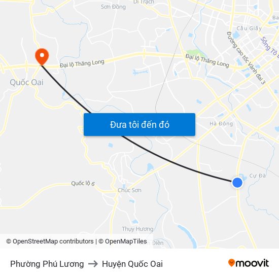 Phường Phú Lương to Huyện Quốc Oai map