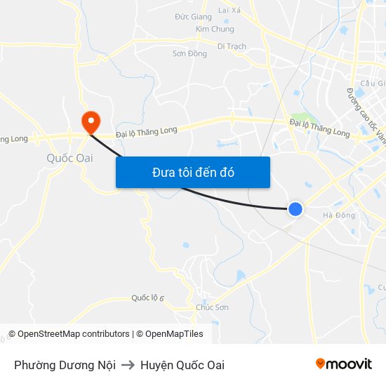 Phường Dương Nội to Huyện Quốc Oai map